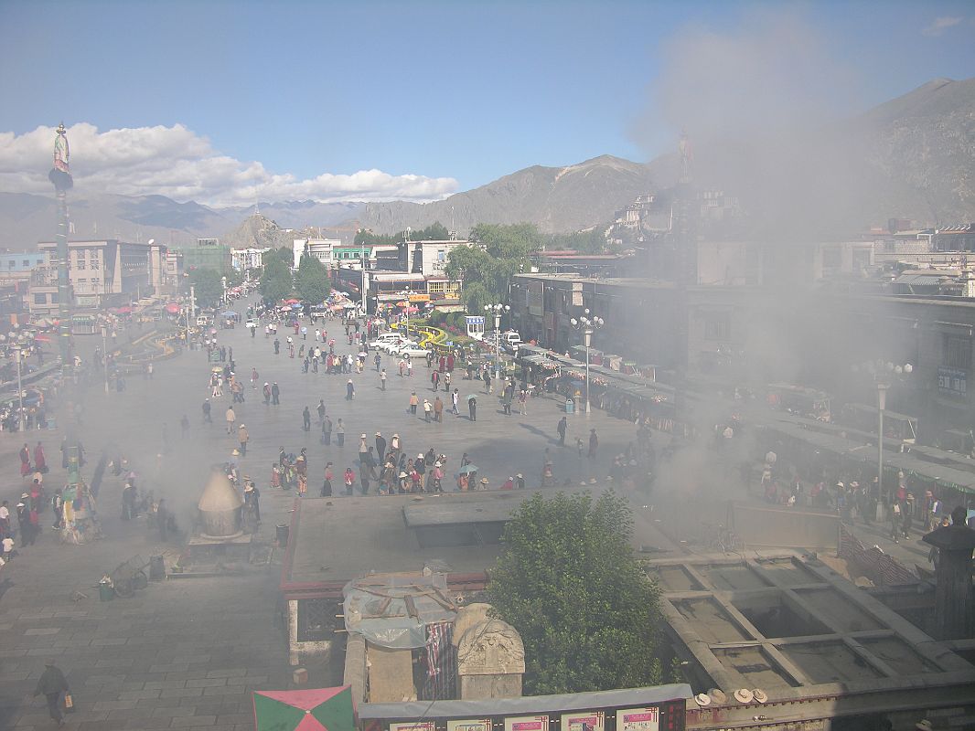 Tibet Lhasa 02 14 Jokhang Roof View to Barkhor Square and Potala